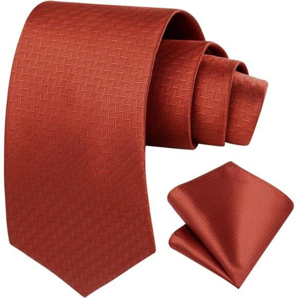 Ties for Men Solid Houndstooth Neckties Handkerchief Formal Business - Picture 2 of 6